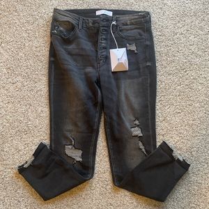 Women’s grey distressed Kancan jeans